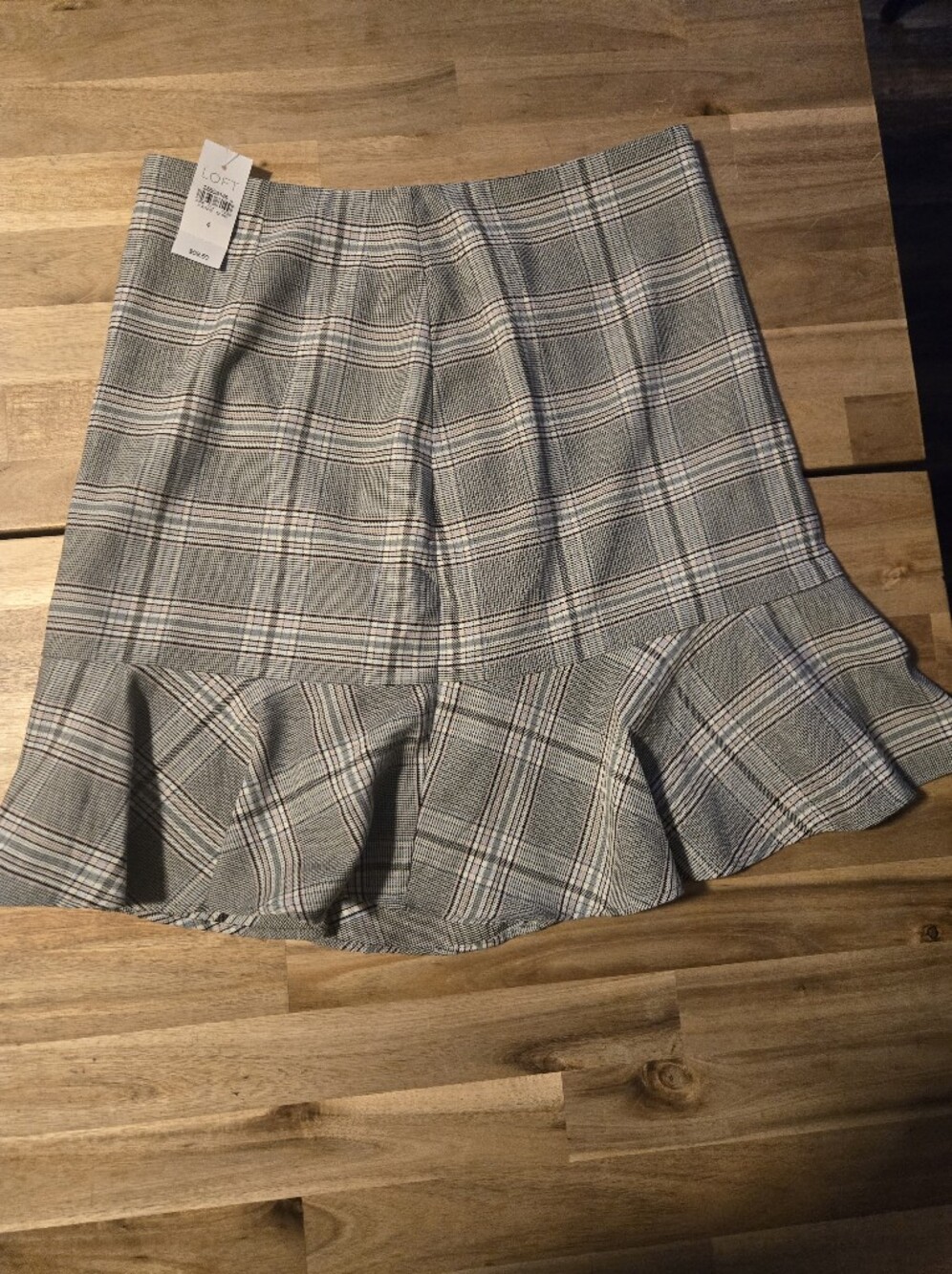 LOFT Plaid Flounce Ruffle Mini Skirt